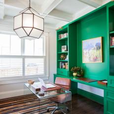 Emerald Green Desk in Contemporary Home Office