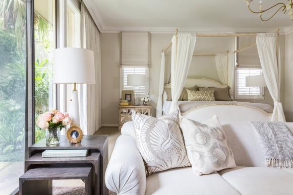 White, Cottage Master Bedroom With Sitting Room 