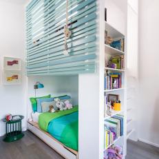 Children's Bunk Bed With Bookcase Built-In