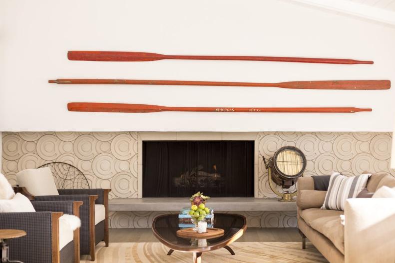 Rowing Oars in Contemporary Living Room