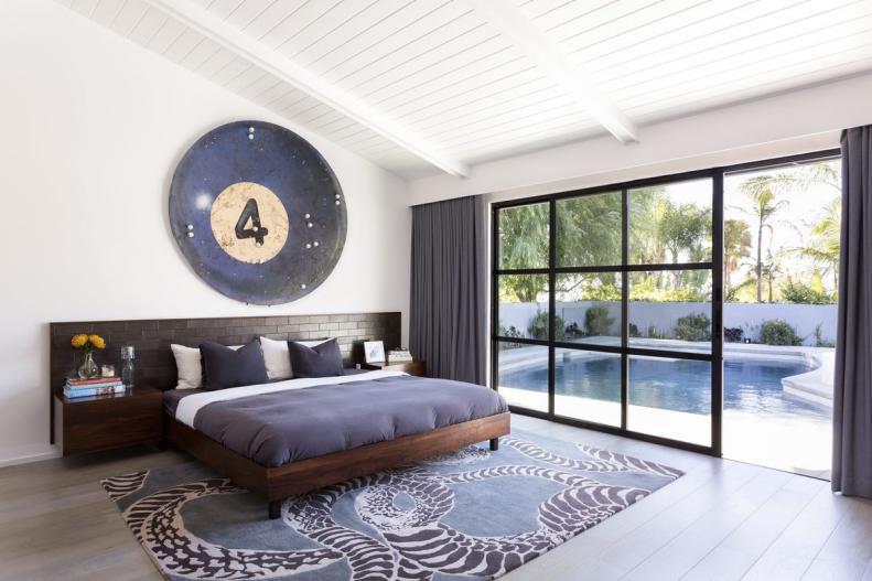 Blue and Black Contemporary Master Bedroom