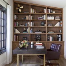 Arts and Crafts Home Office With Bookcase
