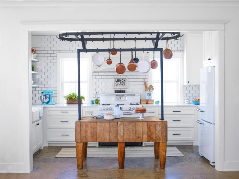 Rustic Kitchen With White Subway Tile