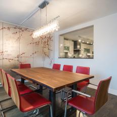 Modern Dining Room With Red Chairs