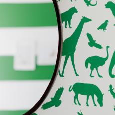 Detail of Bold, Green Animal Print Wallpaper