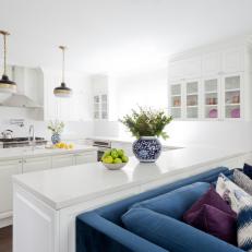 Bright, White Kitchen Connected to Family Room