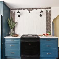 Kitchen Stove & Blue Cabinets