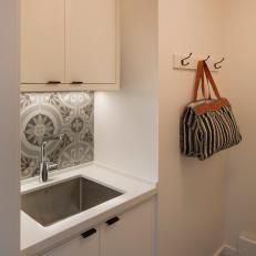 Monochromatic Patterned Tile Makes Laundry Room More Fun