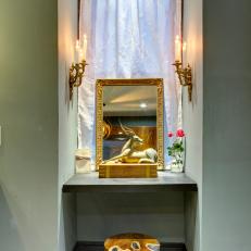 Small, Seated Vanity in Dressing Room