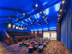 Theater with Faux Sky Ceiling and Large Lounge Chairs