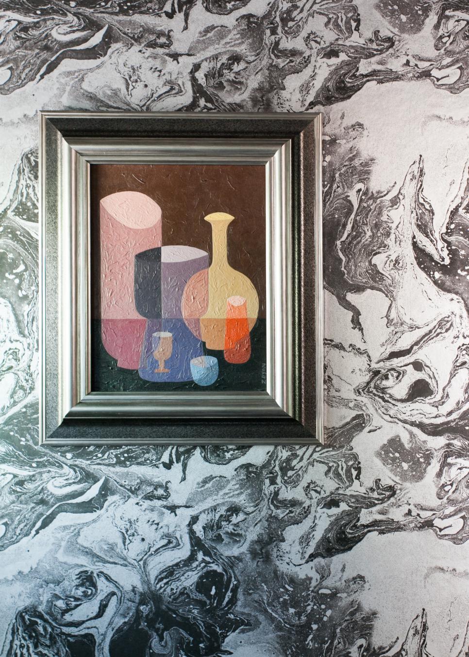 Colorful Layers in Textured Vase Painting Framed Over