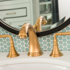 Gold Faucet in Tween Bathroom