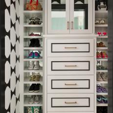 Black & White Closet With Shoe Storage