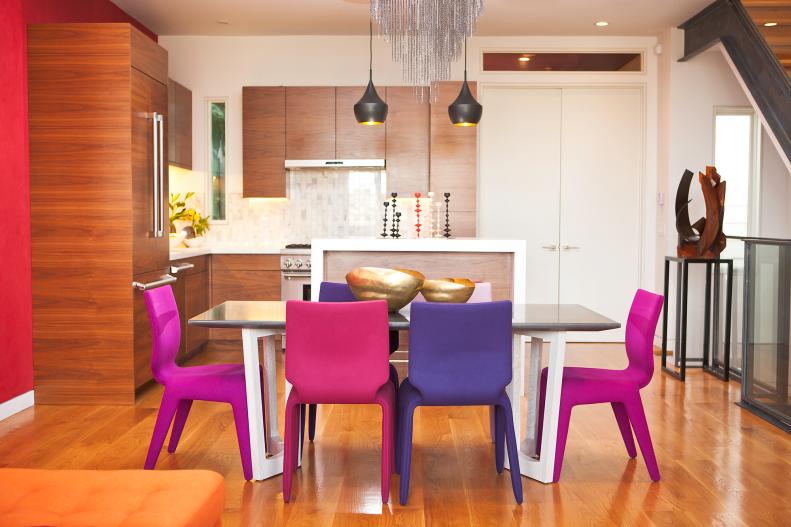 Dining Room With Purple Chairs