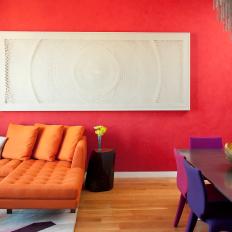 Red Wall With White Artwork