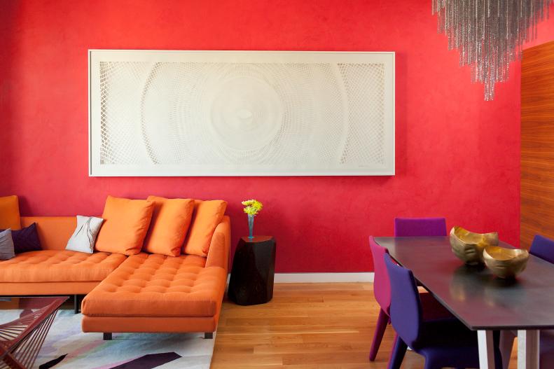 Red Wall and White Artwork