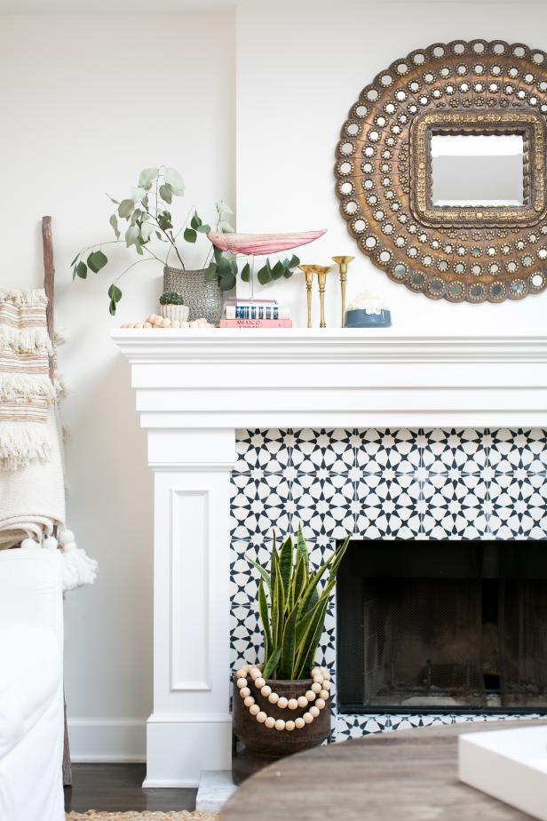 Decorative Tile Fireplace Surround And, Metallic Tile Fireplace