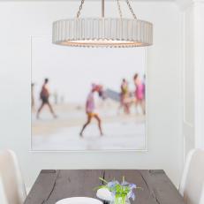 Dining Room With White Chandelier