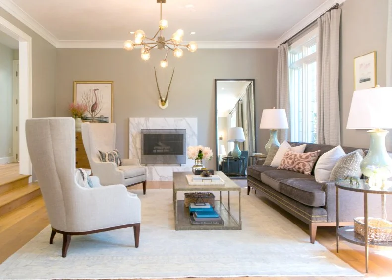 Gray Transitional Living Room