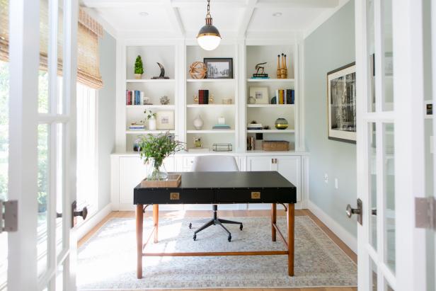 Blue Transitional Home Office