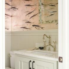 Simple Vanity in Small Bathroom Adds Elegance without Overwhelming the Design
