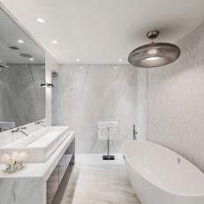 Modern Master Bathroom with Plenty of Light and a Large Soaking Tub 