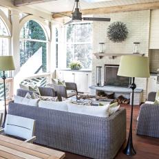 Screened Porch with Fireplace and Grill