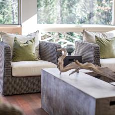 Chic Neutral Patio Furniture with Driftwood Decor