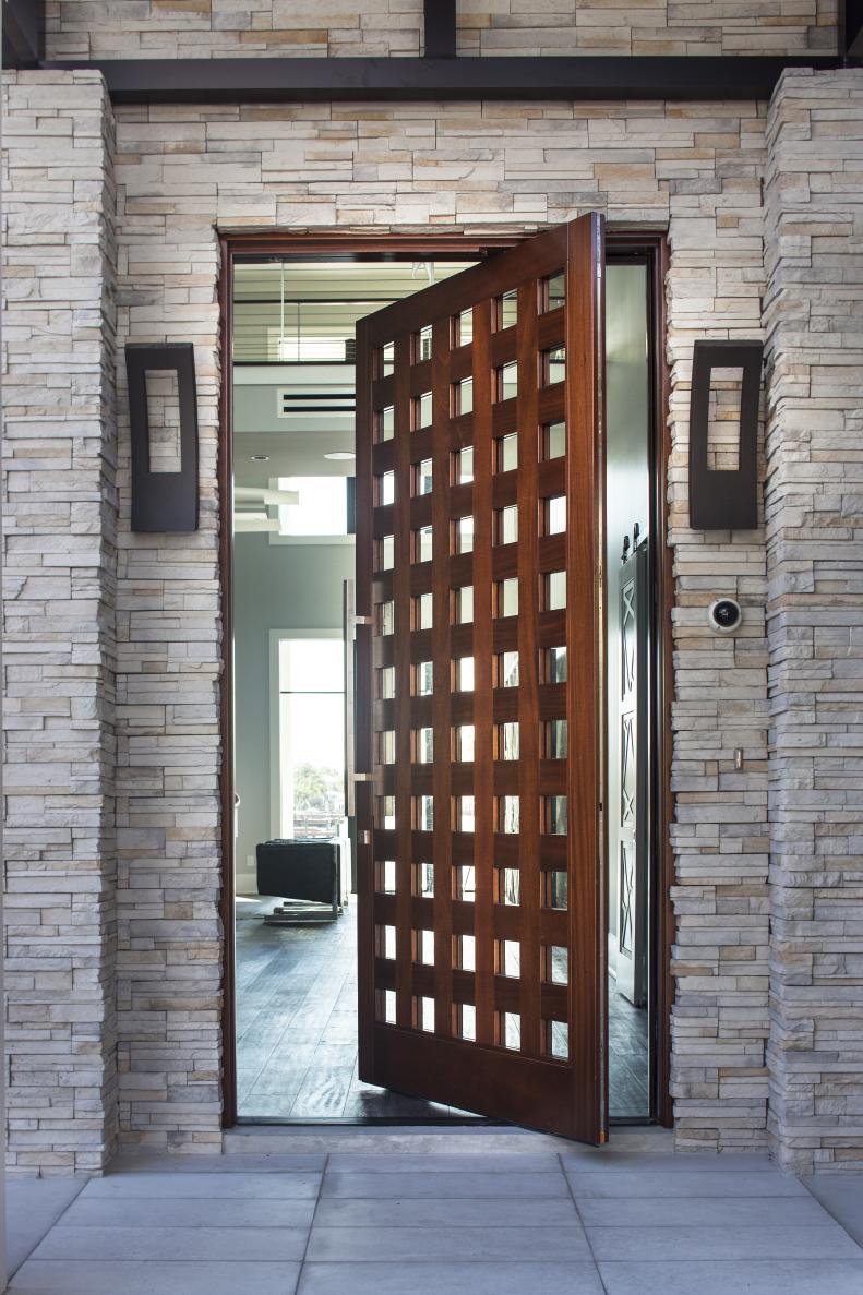 Contemporary Brown Wood Front Door