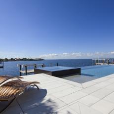Pool Deck With Infinity Pool and Hot Tub
