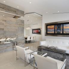 Modern Living Room With Nearby Dining Room