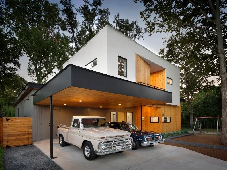 Modern Car Port on Modern House