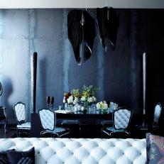 Dramatic, Dark-Walled Dining Room