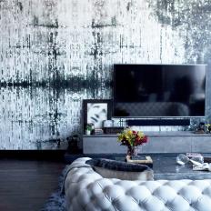 'Rough Luxe' Living Room with High-Drama Details