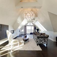 Chic, Contemporary Living Room With Vaulted Ceiling