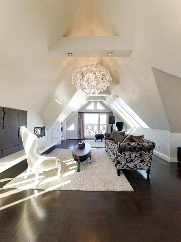 Neutral Contemporary Living Room With Dark Hardwood Floor
