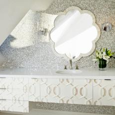 Floating Vanity With Flower Shaped Mirror