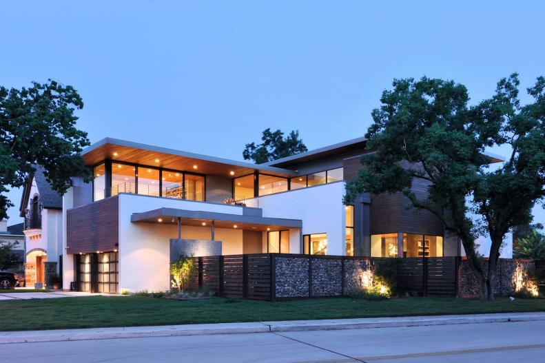 Contemporary Style Home with Stone Wall