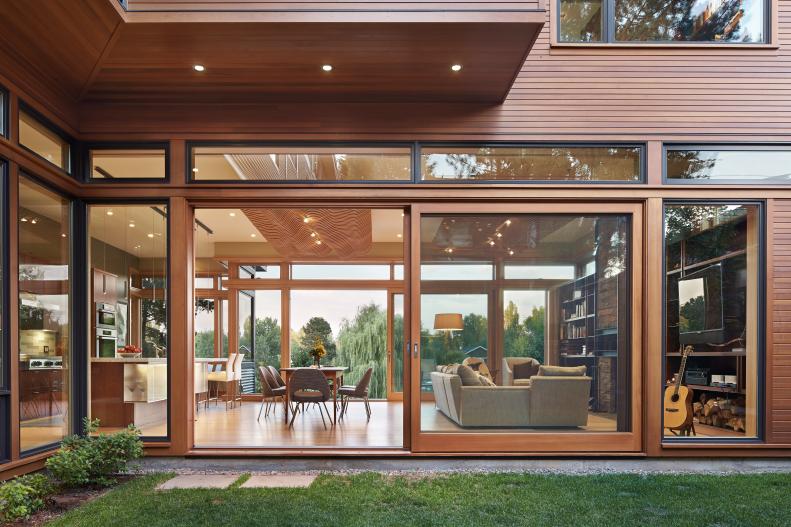 Contemporary Wood Exterior With View of Open Living Space