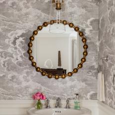 Chic Transitional Bathroom With Classic Wainscoting 