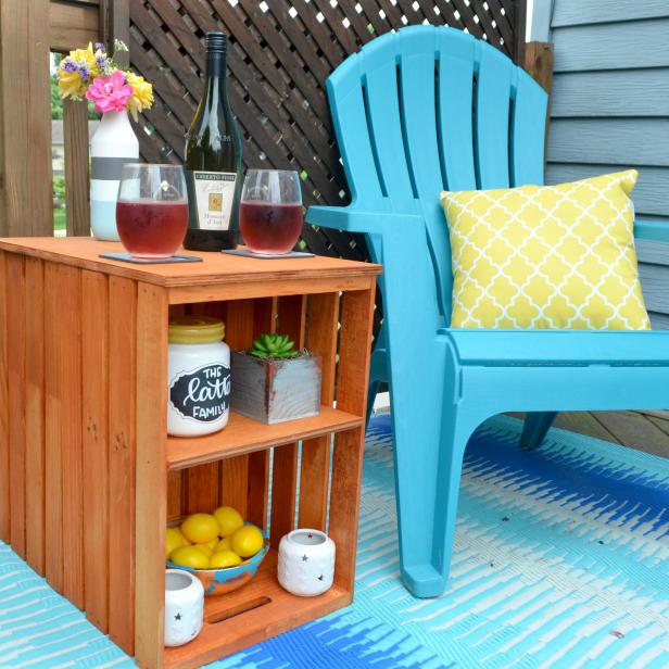 Patio Seating Area with Crate Side Table
