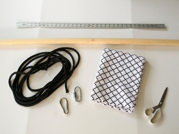 Rope, Wood Dowel, Fabric, Ruler and Hardware