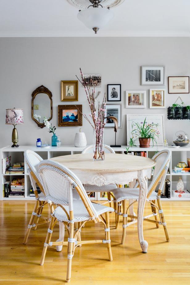 Mango Wood Cabriole Table And European Rattan Bistro Chairs In