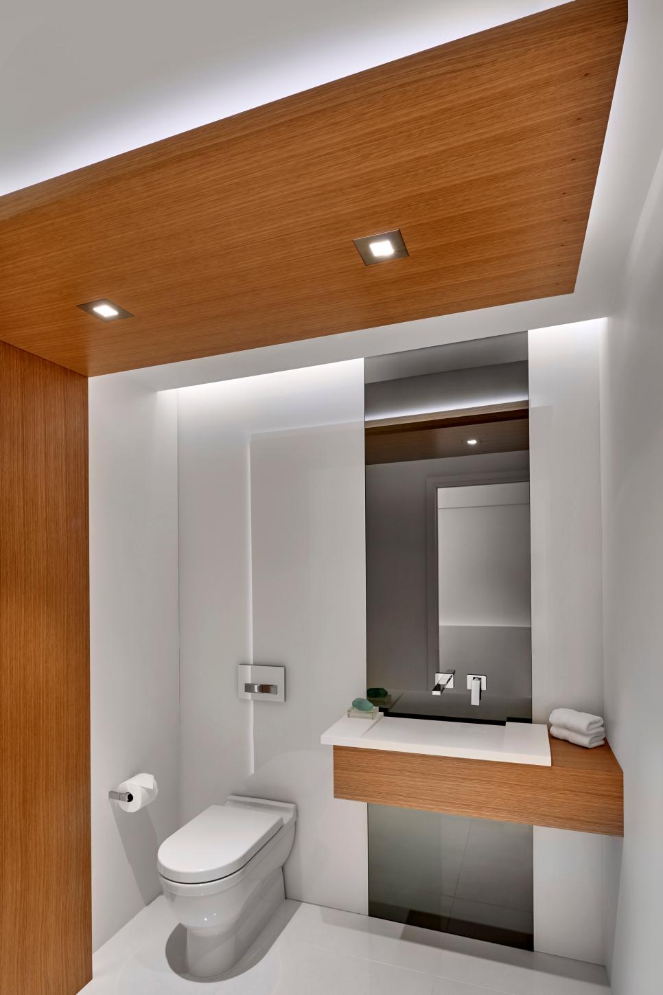 Modern Bathroom with Wood Panels for Warmth HGTV