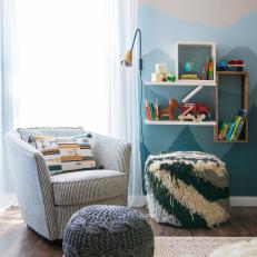 Sitting Area Adds Texture in Ombré Mountain Nursery