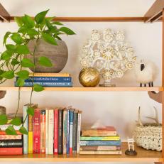 Wooden Bookshelf in Living Room