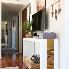 Modern TV Stand and Vinyl Player in Living Room
