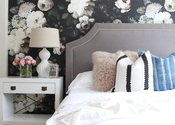 Bold Guest Room Design Completed with Modern Nightstands