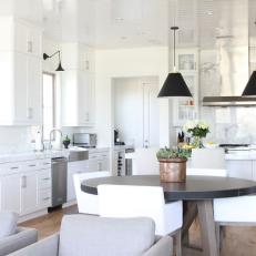 White Open Plan Kitchen and Dining Area
