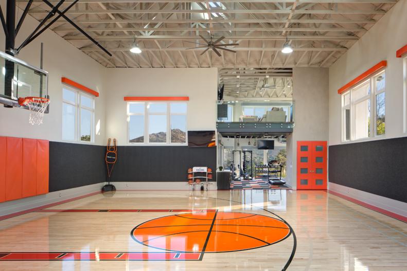 Neutral Indoor Basketball Court 